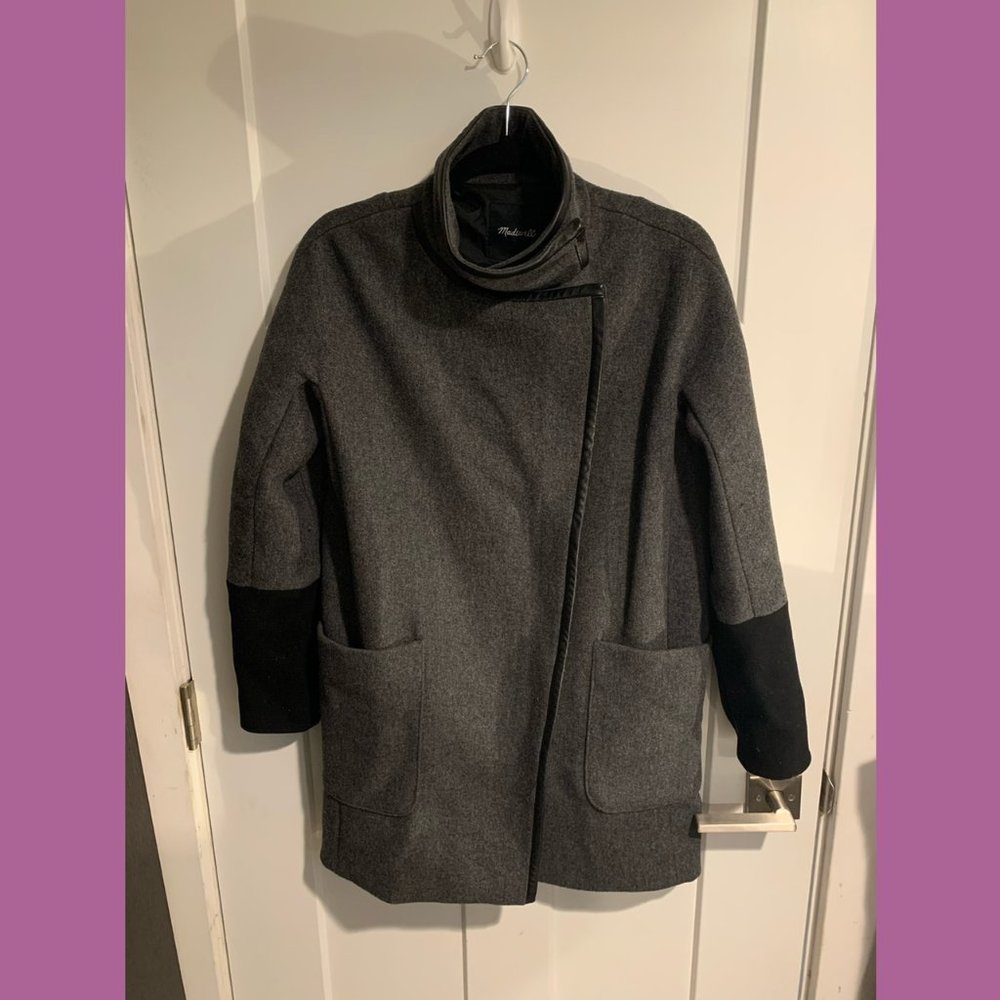 Madewell City Grid Wool Peacoat